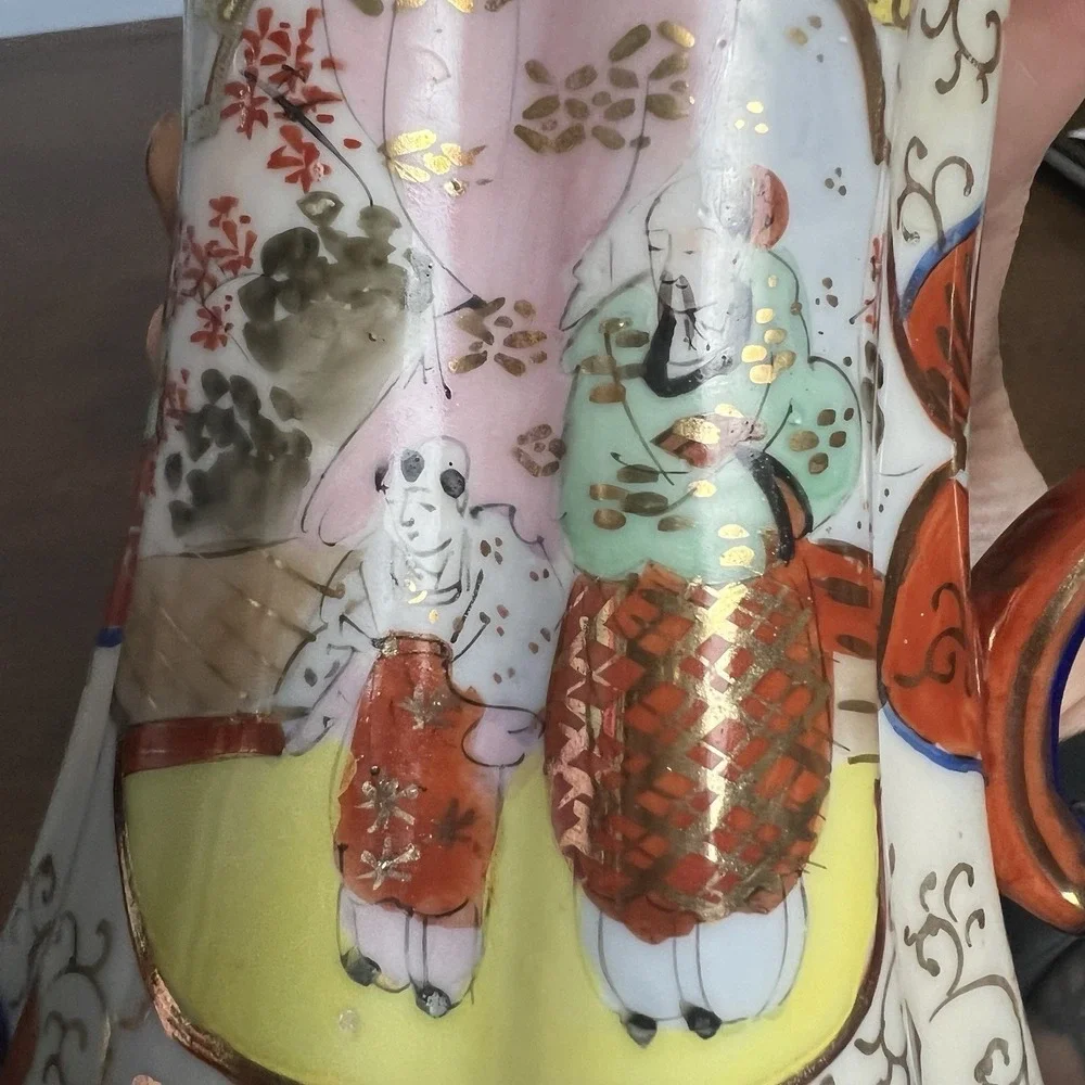 Antique‎ Japanese Imari Meiji Ewer Pitcher Chinoiserie Figures No Lid Blue Red